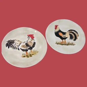Calderones set of 2 dinner plates rooster